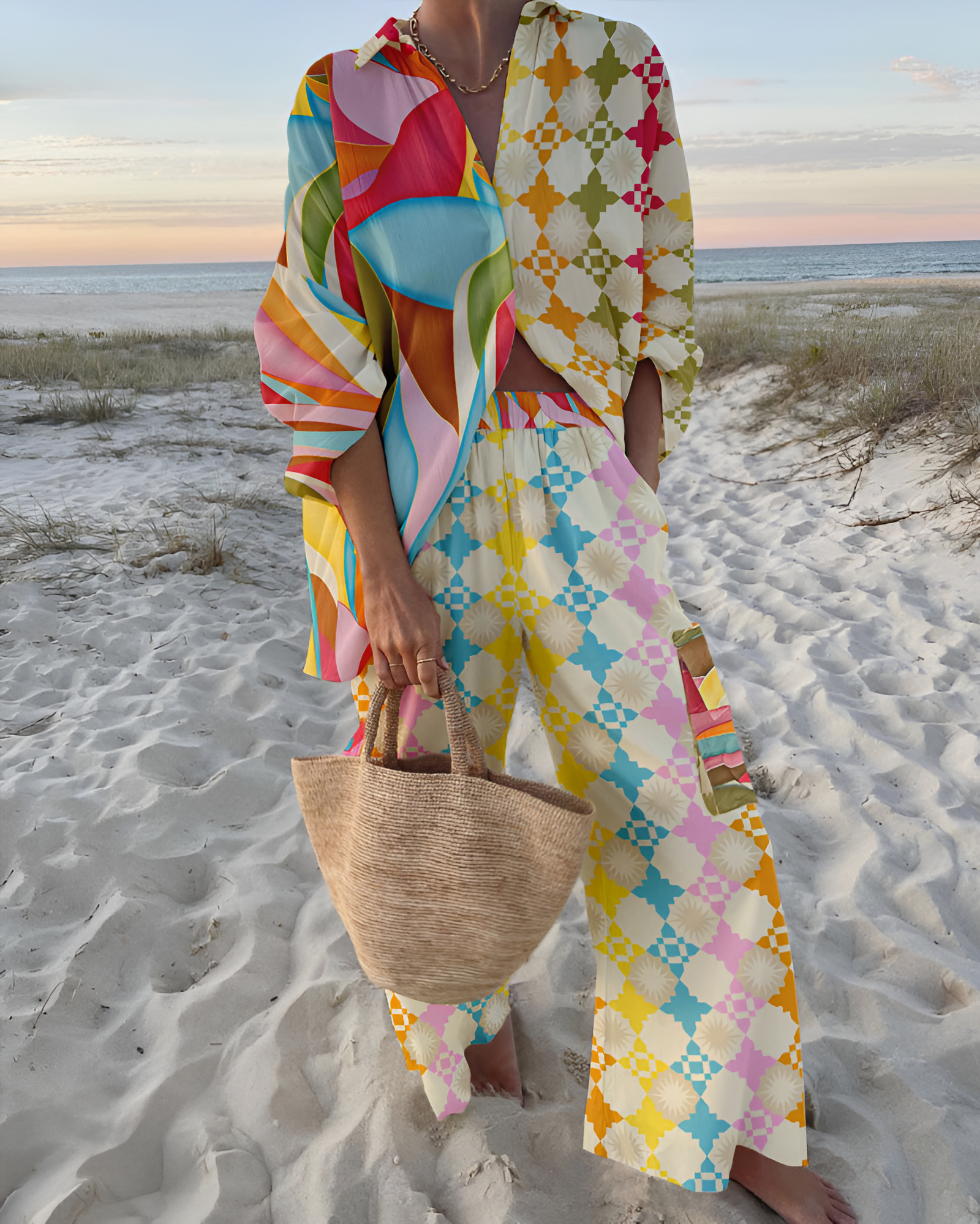 SILVIA | Elegancki Zestaw Wzorzystych Ubrań