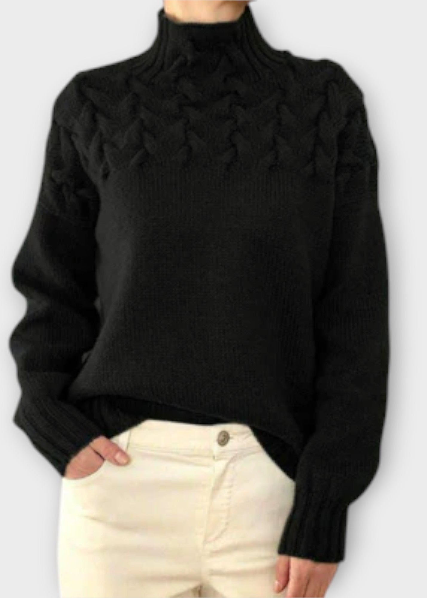 Evaya | Damski Sweter z Plecionym Detalem