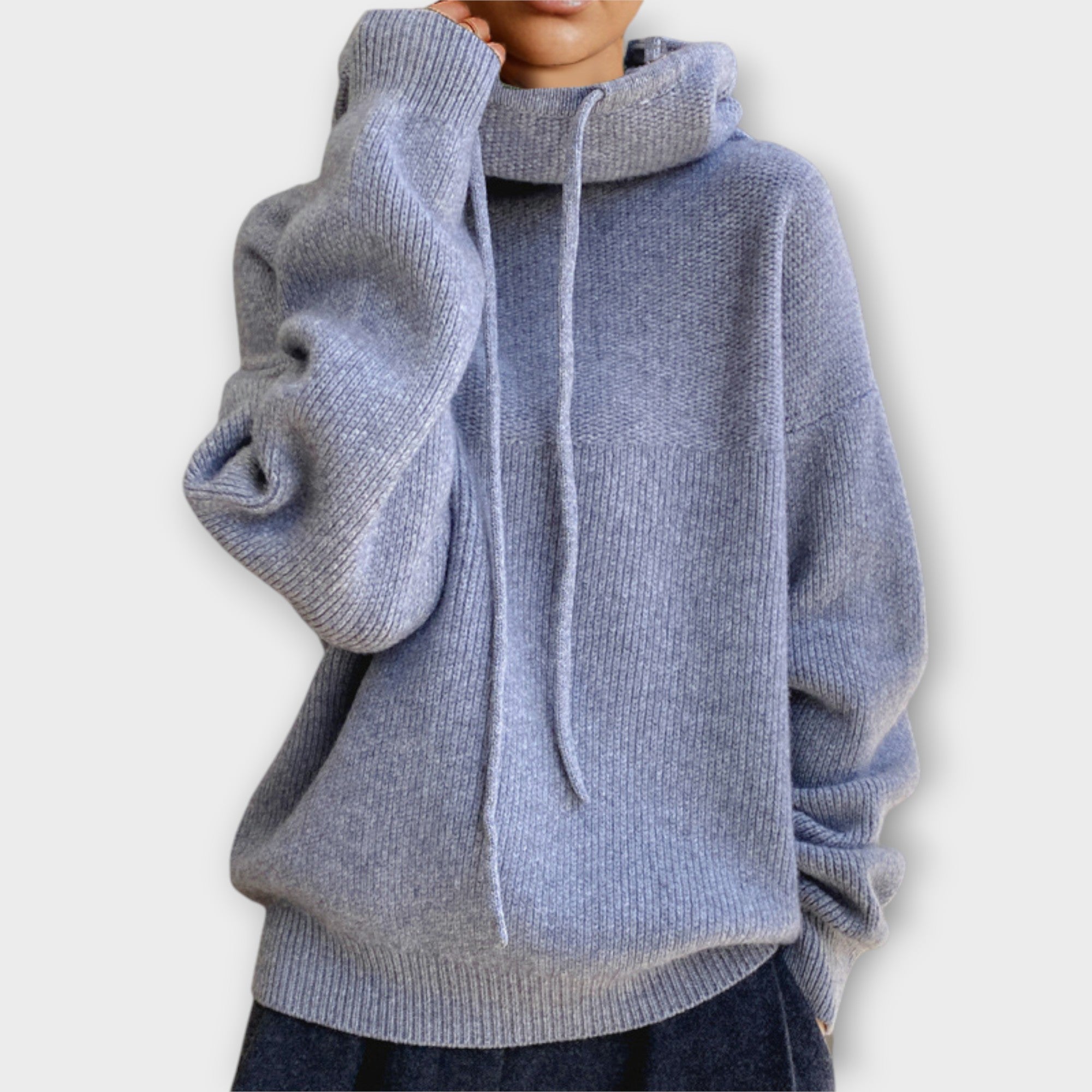 Gina | Wygodny, Luźny Sweter z Golfem i Sznurkiem